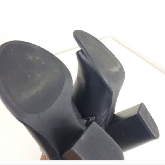 Women Boots Black Studed Size 9 Black Block Heel Peep Toe - Picture 6 of 8